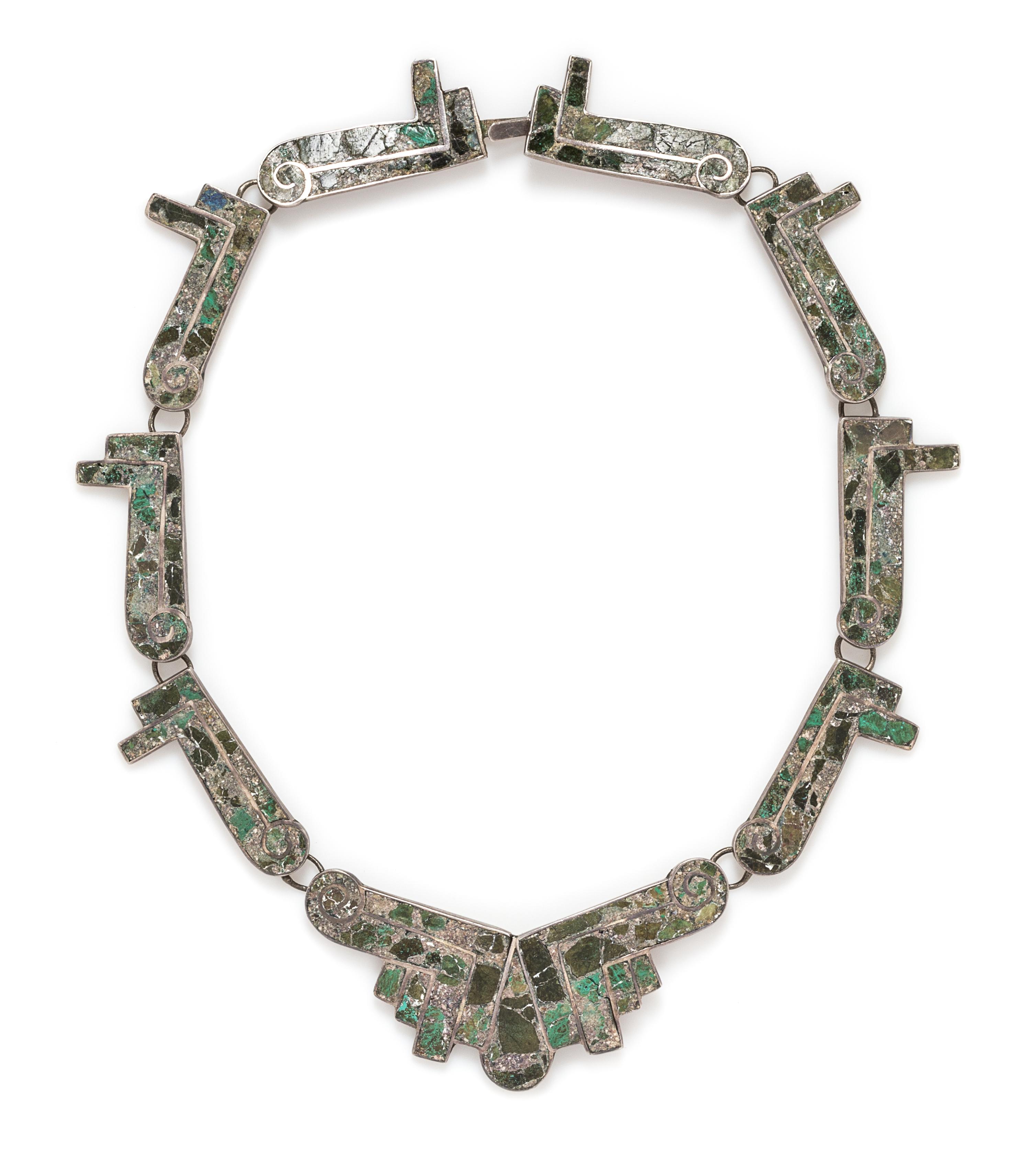A 950 Silver and Hardstone Necklace, Taxco, 17.80 dwts.