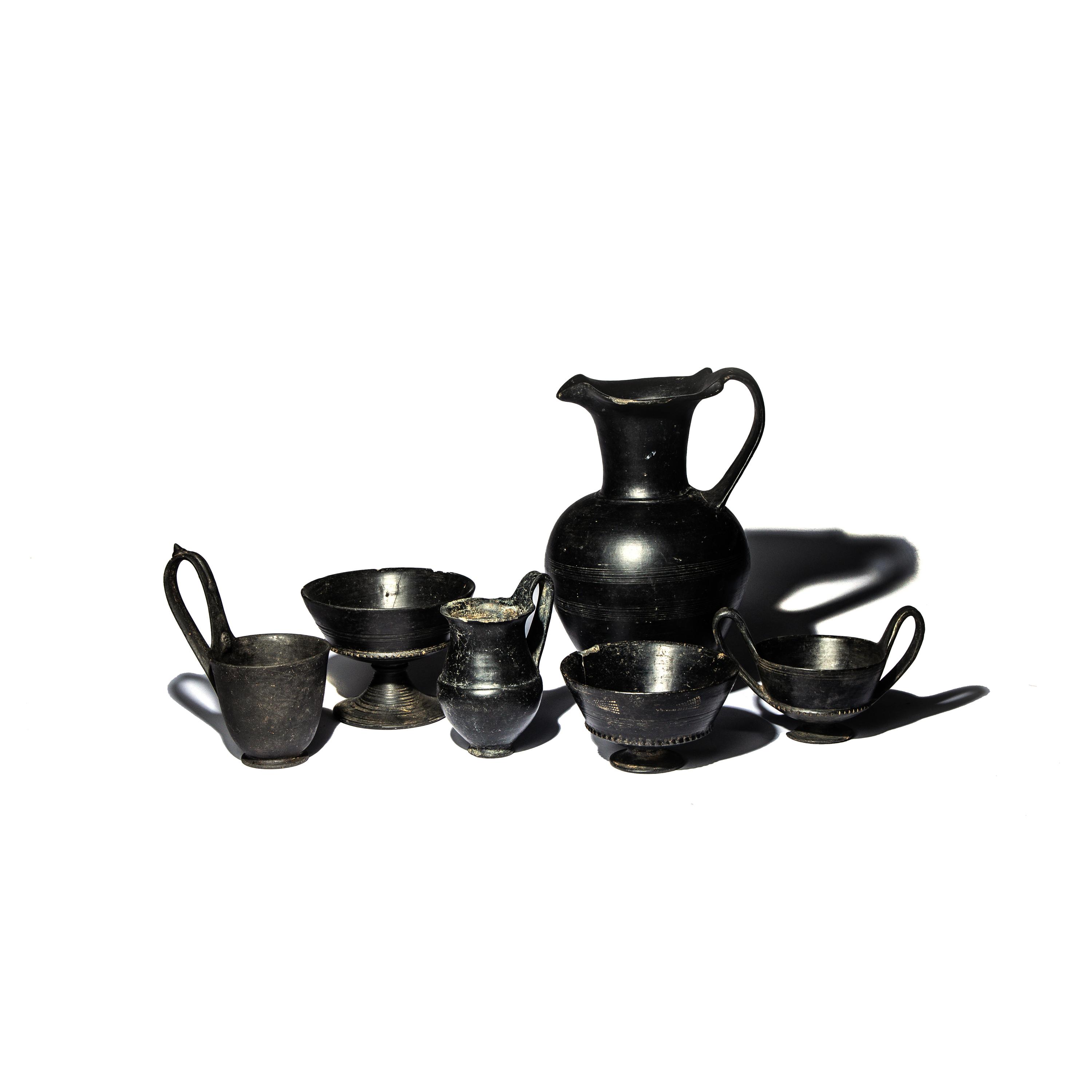 Six Etruscan Bucchero Vessels
