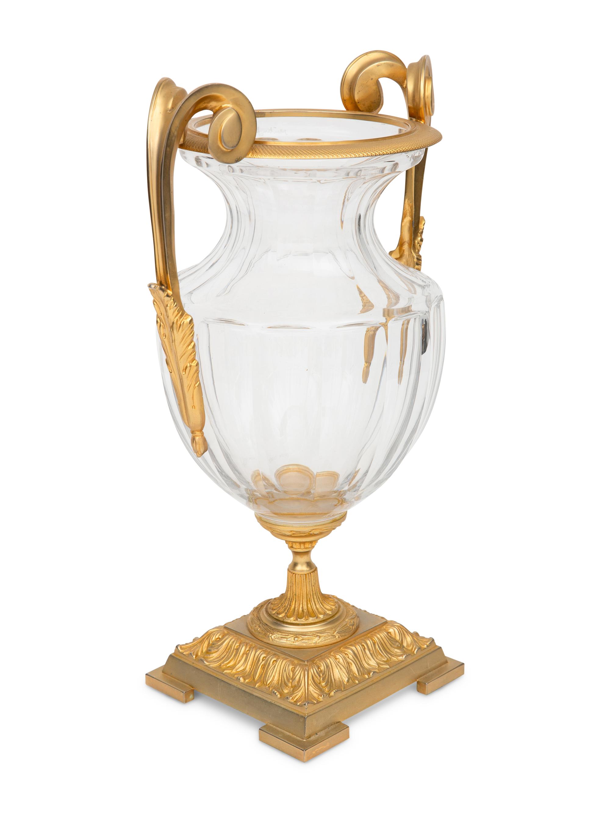 A Cristal Frères Gilt-Bronze Mounted Cut-Glass Urn