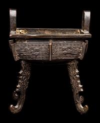 A Chinese Archaistic Style Bronze Vessel, Fang Ding, Ming Dynasty 明 青銅仿古方鼎