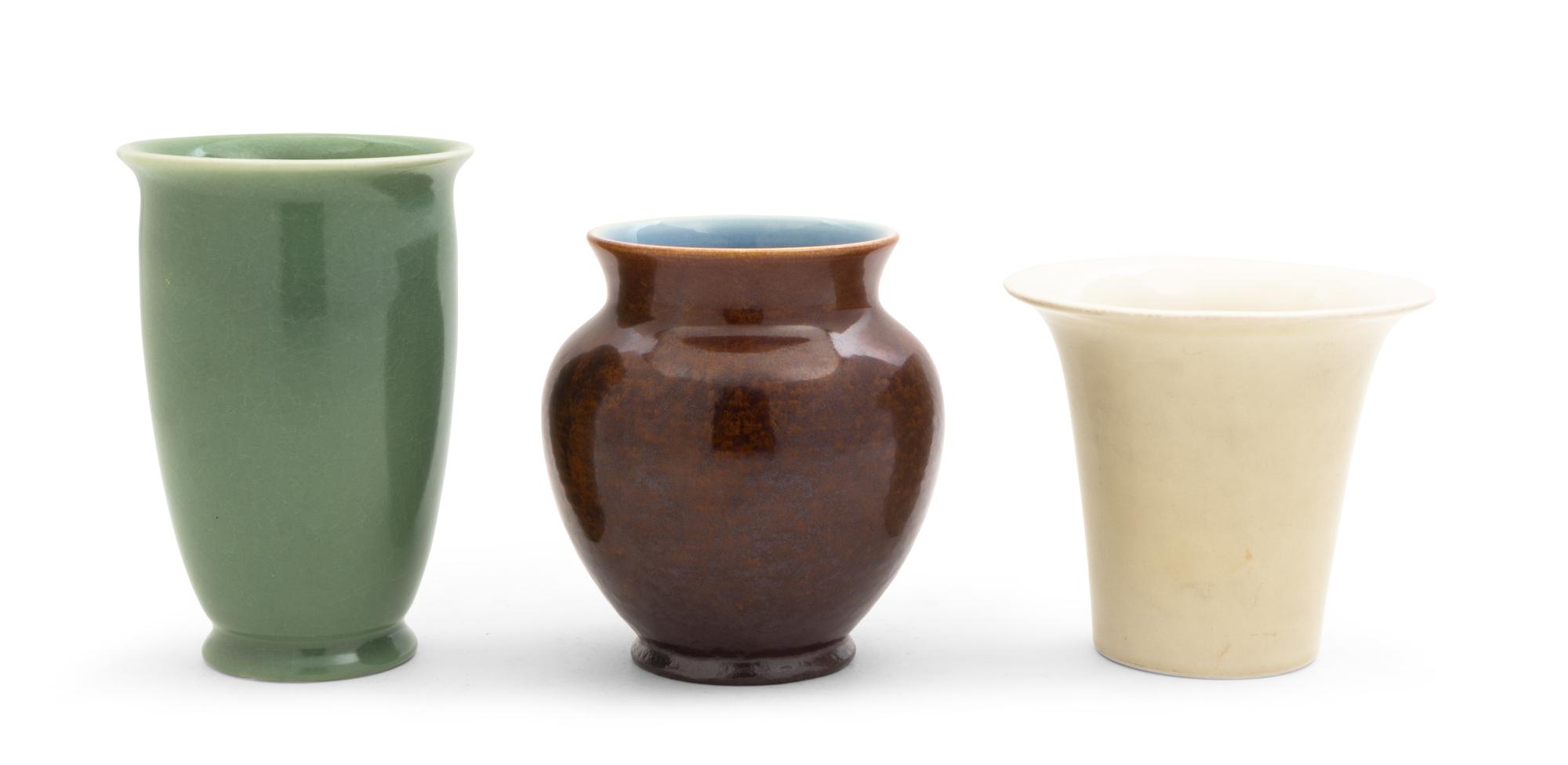 Three Rookwood Production Pottery Vases Height of tallest 6 1/2 inches. — 1932, 1933 AND 1944