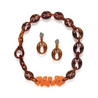 PRADA, NECKLACE & EAR CLIPS SET, 2019