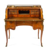 A Louis XV Style Gilt Bronze Mounted Bureau a Cylindre Height 43 1/2 x width 42 1/4 x depth 24 1/4 inches. — 20TH CENTURY