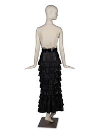 Chanel Black Leather Skirt, Ivory Top, and Belt