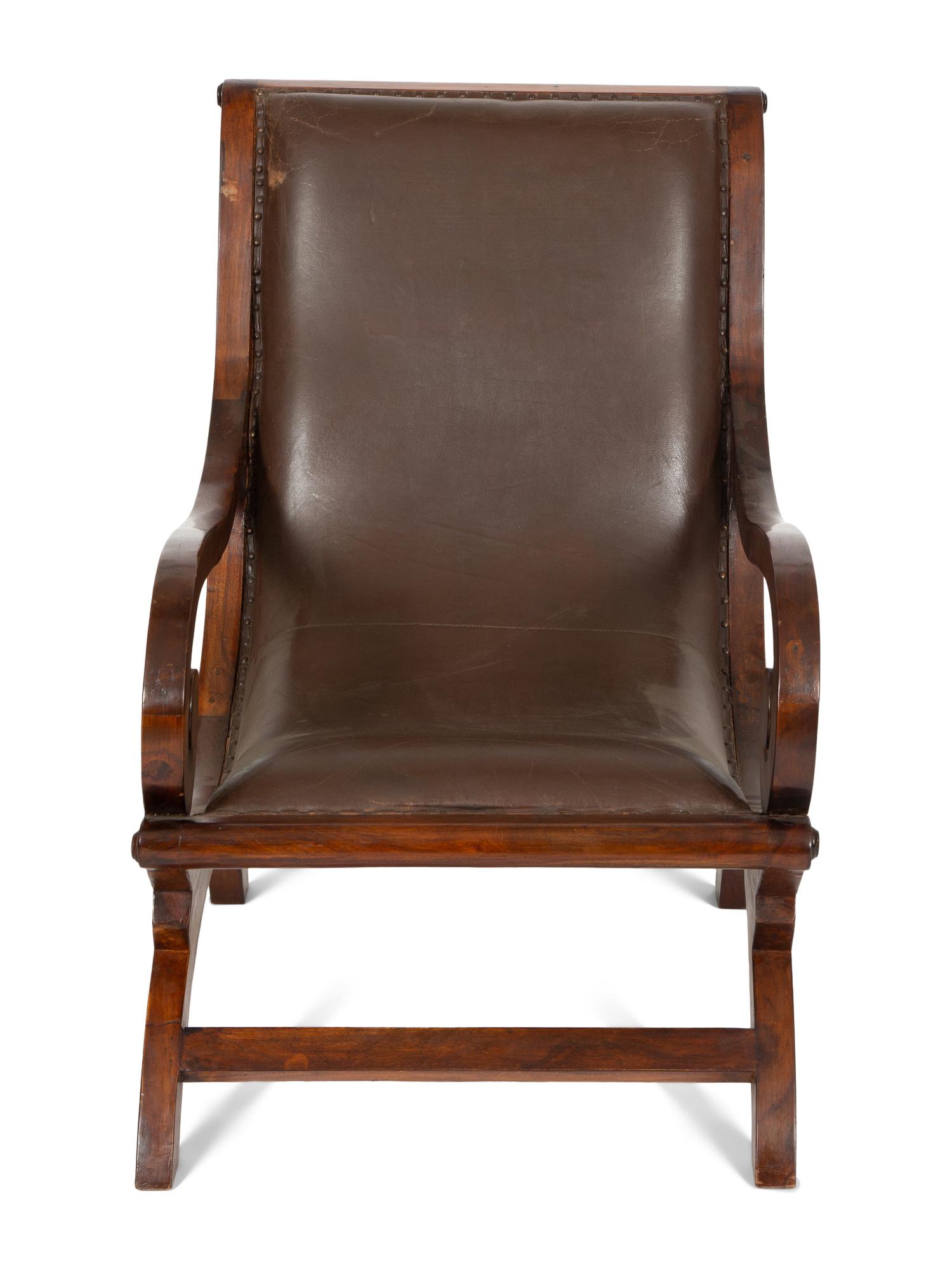 A Mahogany and Leather Armchair