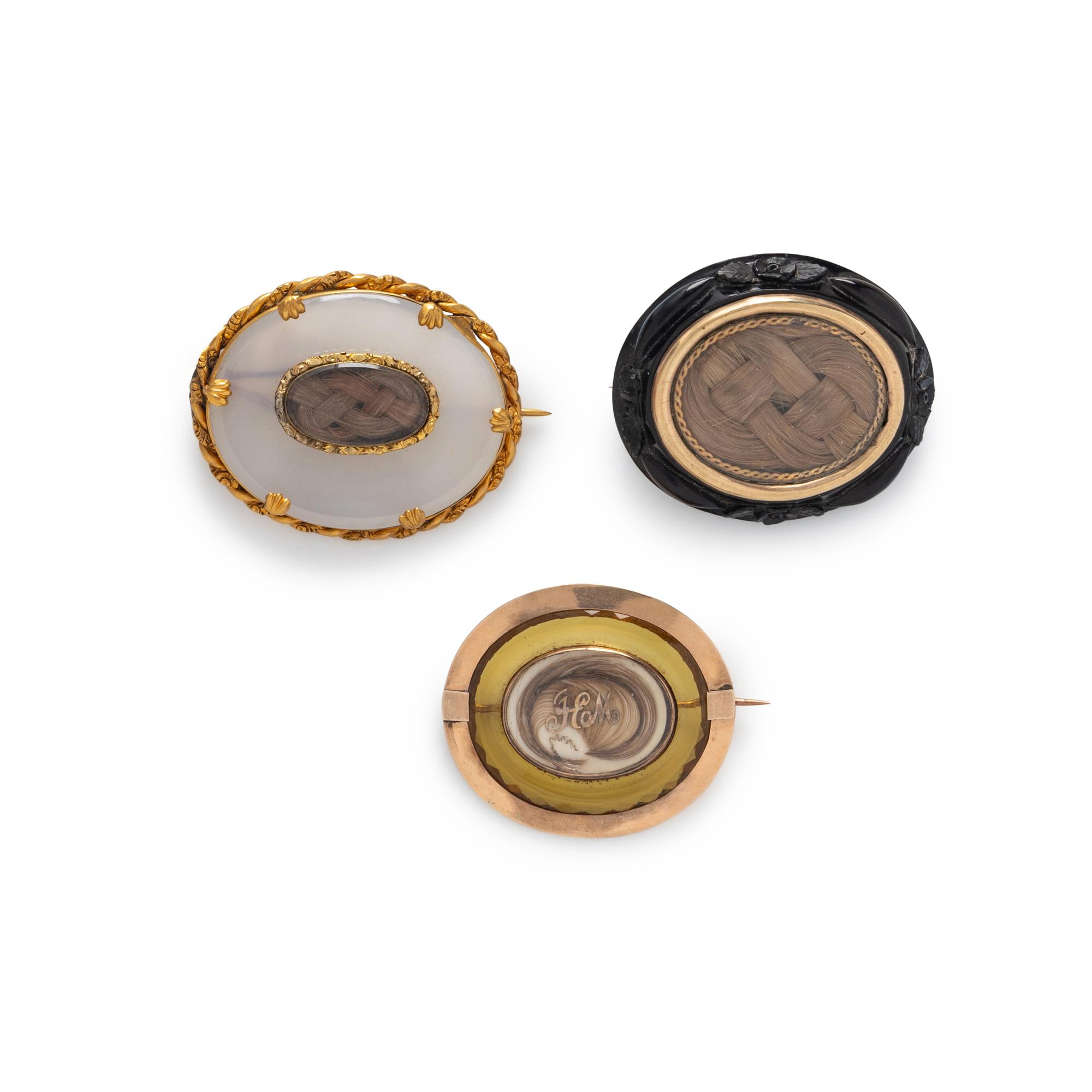 VICTORIAN, COLLECTION OF MOURNING BROOCHES