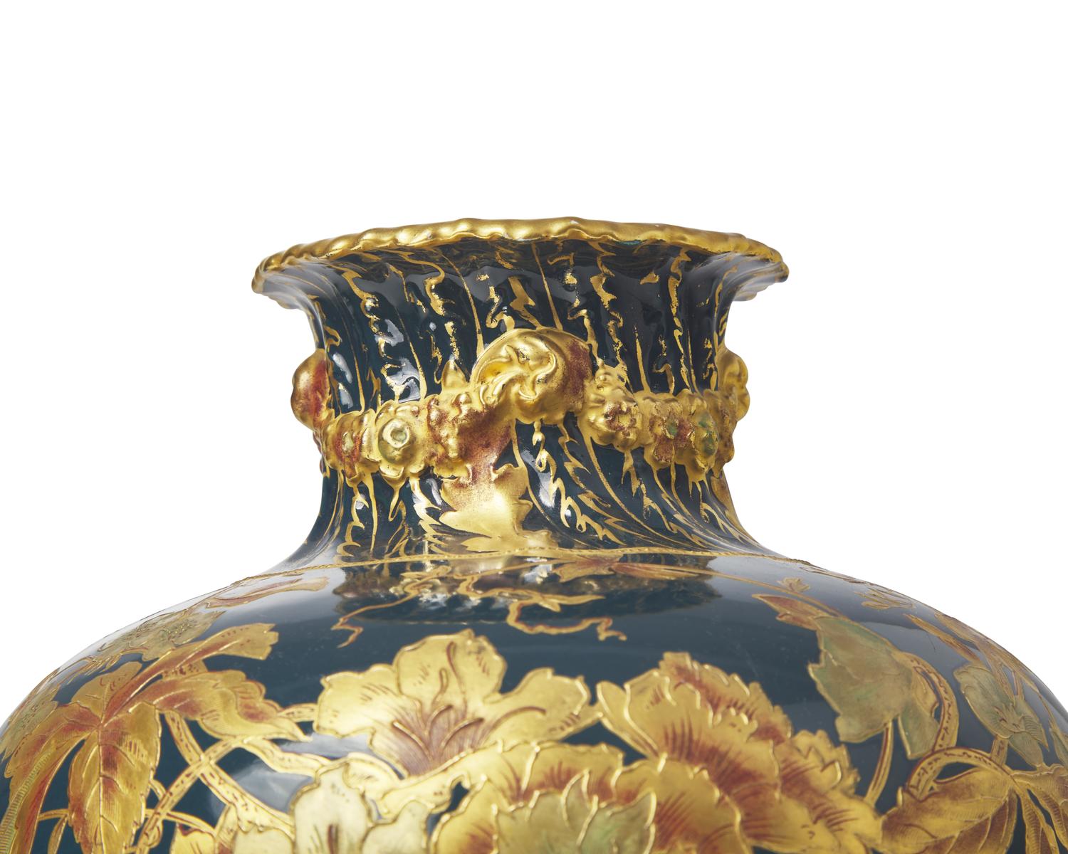 A Royal Crown Derby Parcel Gilt Porcelain Vase
