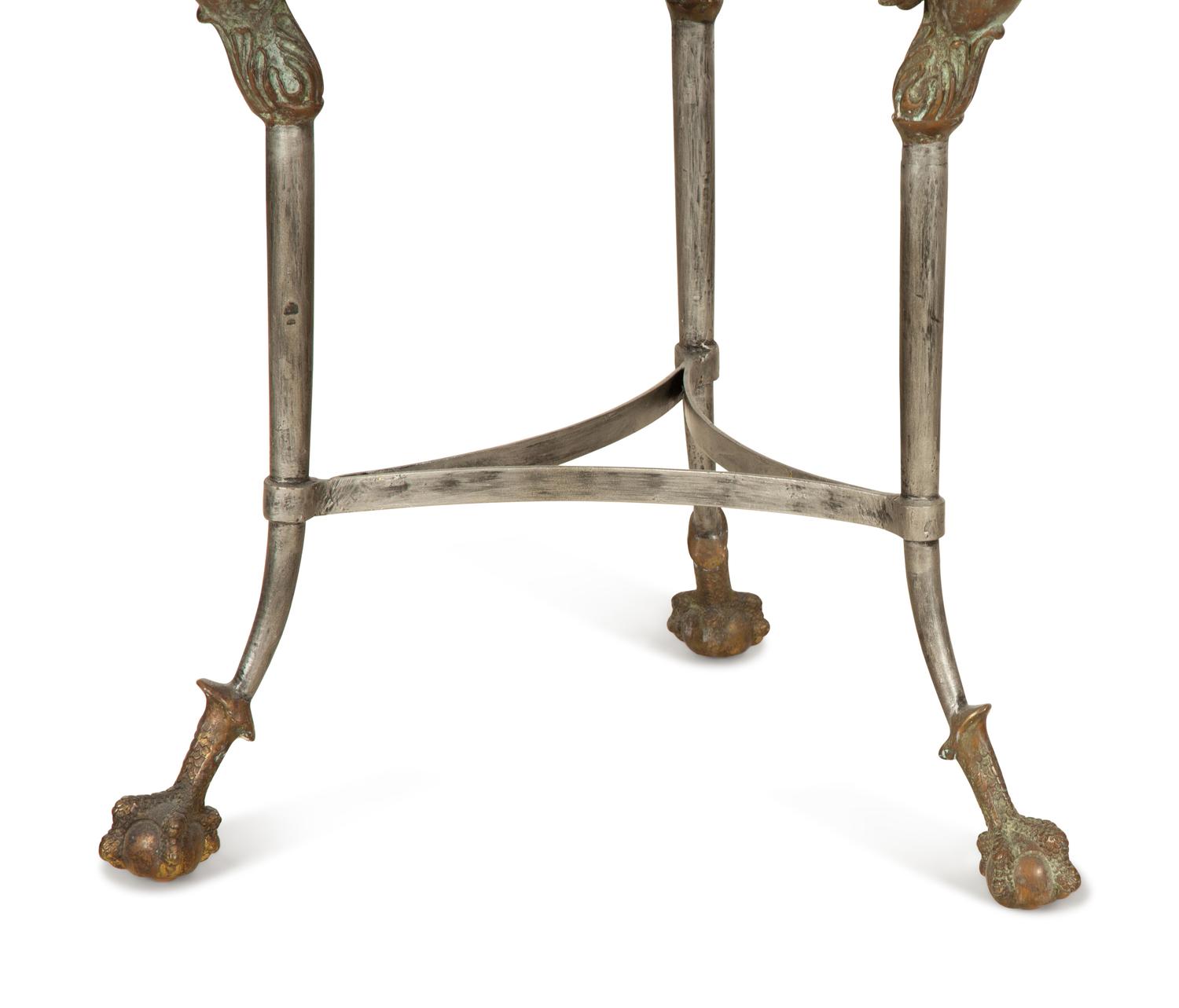 Pair of Empire Style Steel and Bronze Swan Gueridons — 19th/20th Century