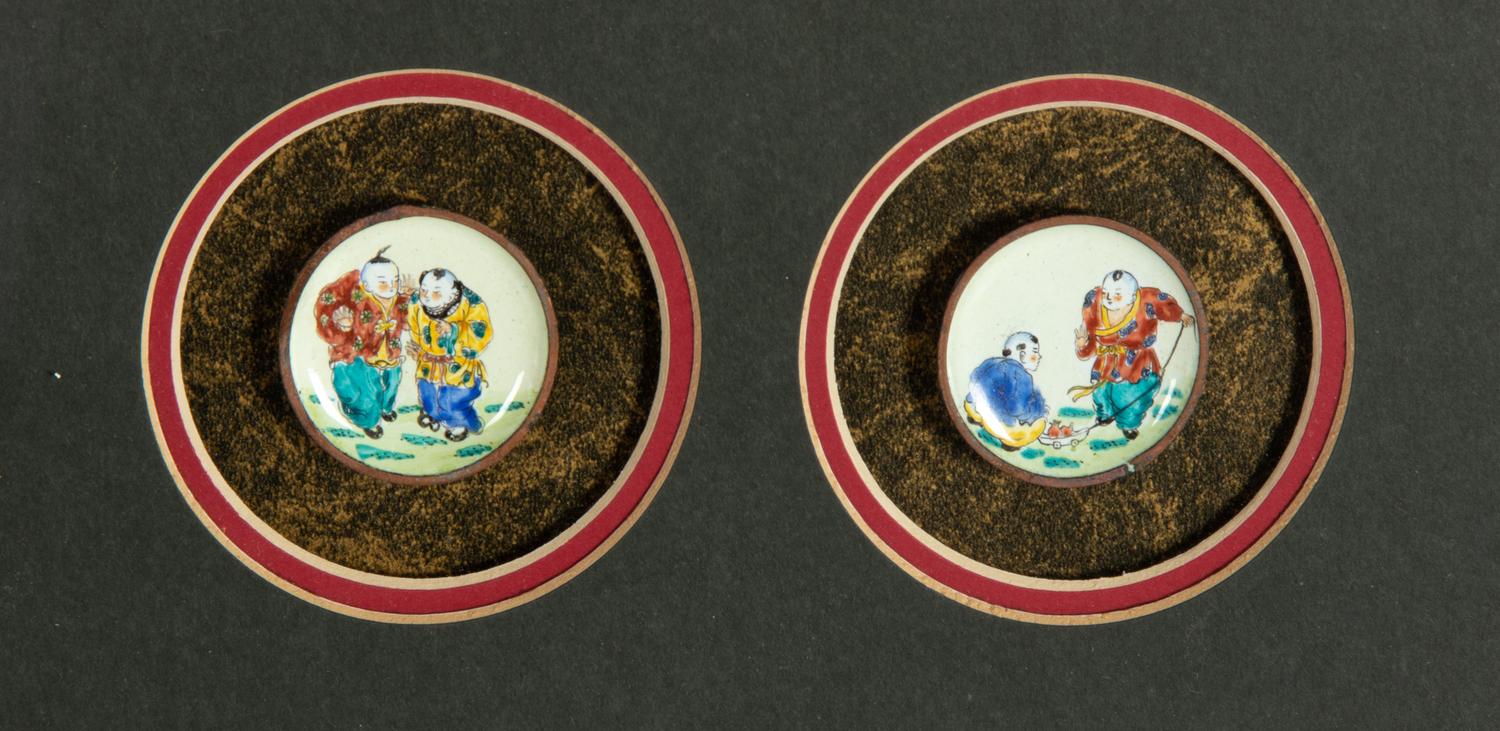 Eight Chinese Enamel on Copper Snuff Dishes