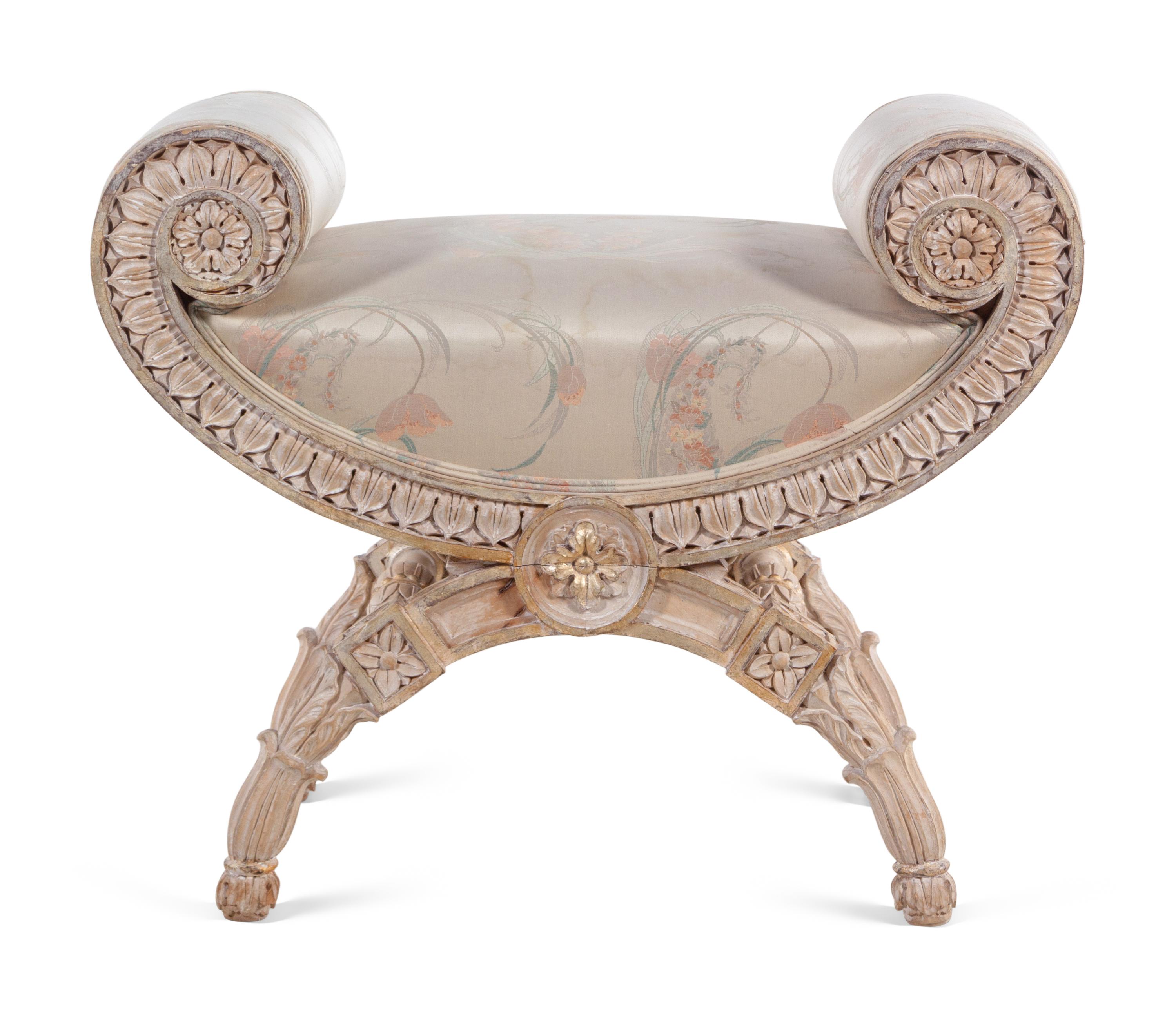 An Italian Silvered Wood Bench