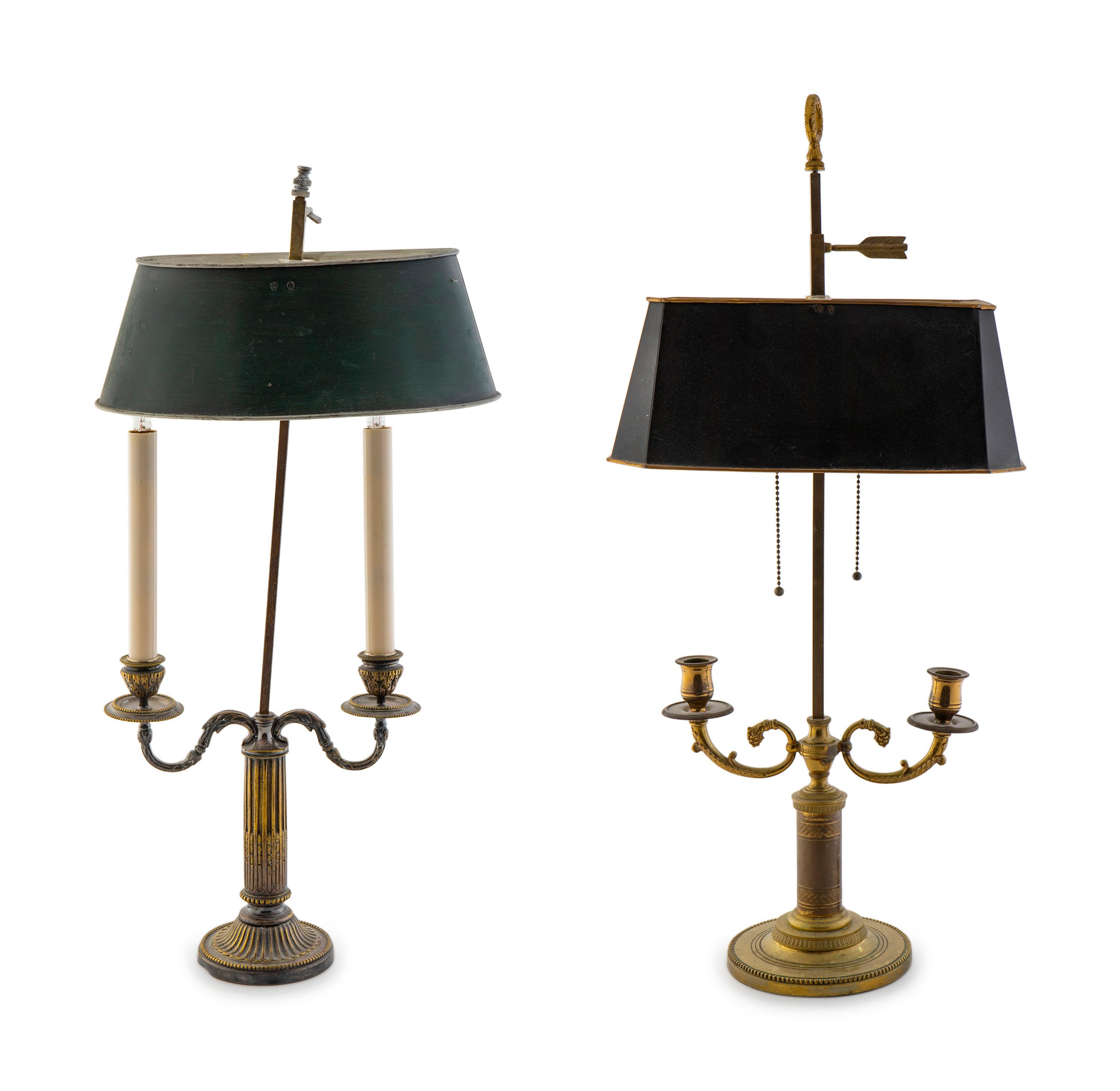 Two Gilt and Silvered Metal Bouilottte Style Lamps — 2OTH CENTURY