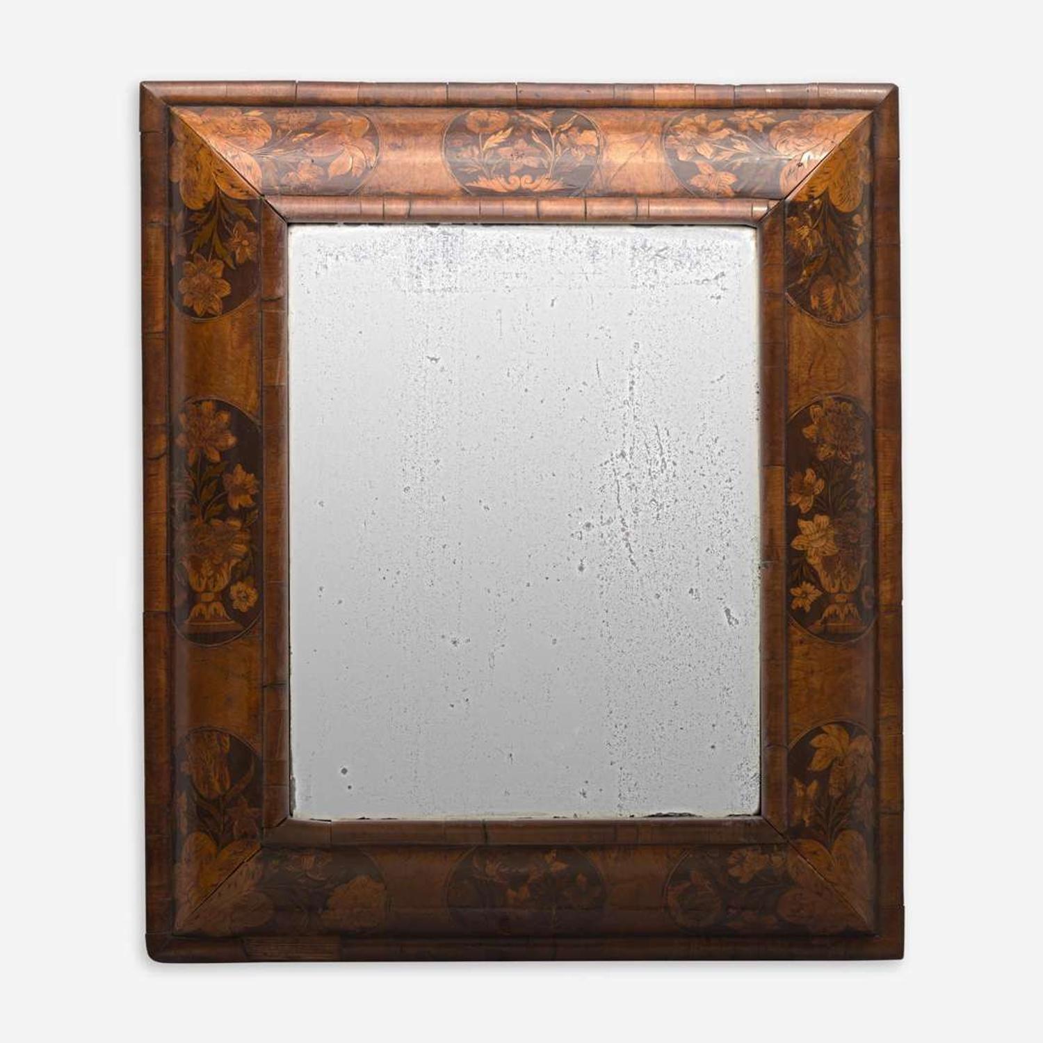 A William & Mary Walnut and Fruitwood Marquetry Mirror late 17th century