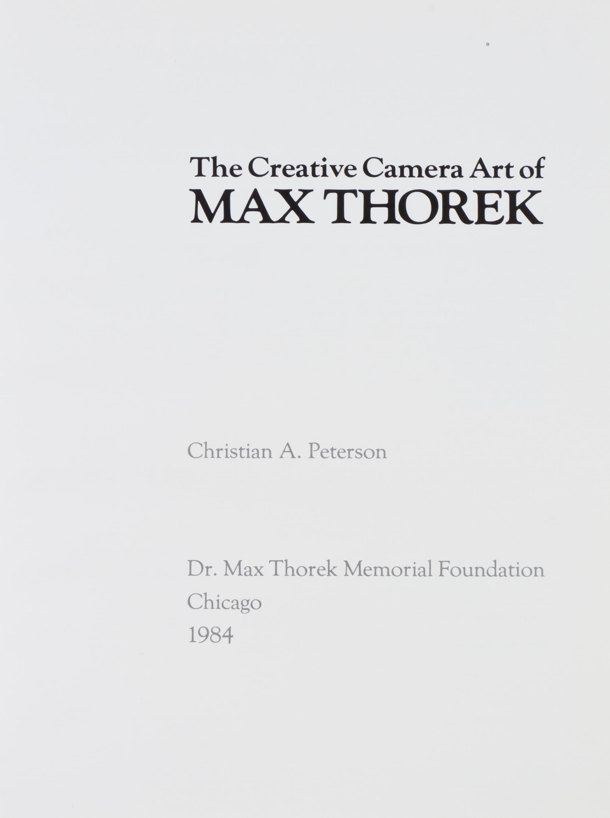 THOREK, MAX. Black and white photograph inscribed and signed ("Max Thorek" on mat.