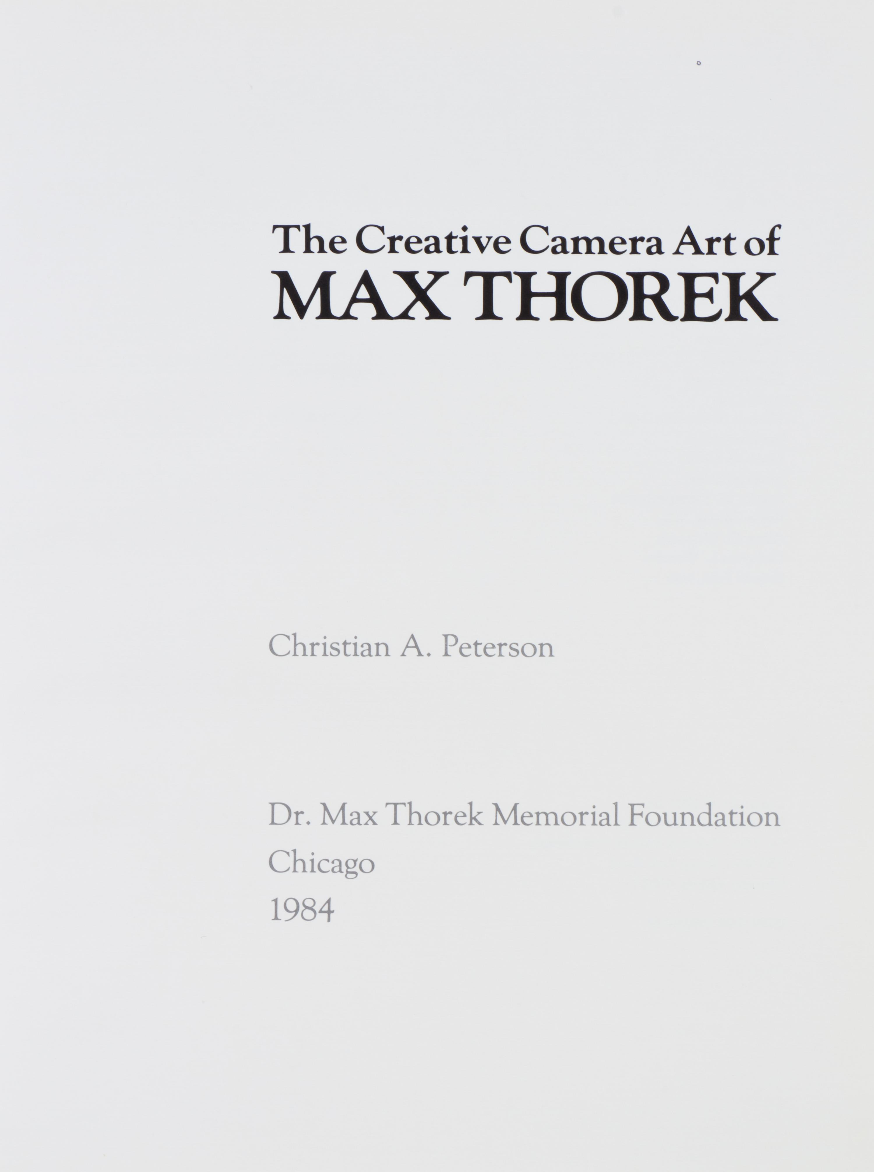 THOREK, MAX. Black and white photograph inscribed and signed ("Max Thorek" on mat.