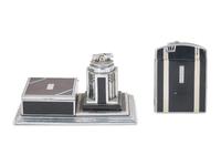 An Art Deco Aluminum Smoking Set