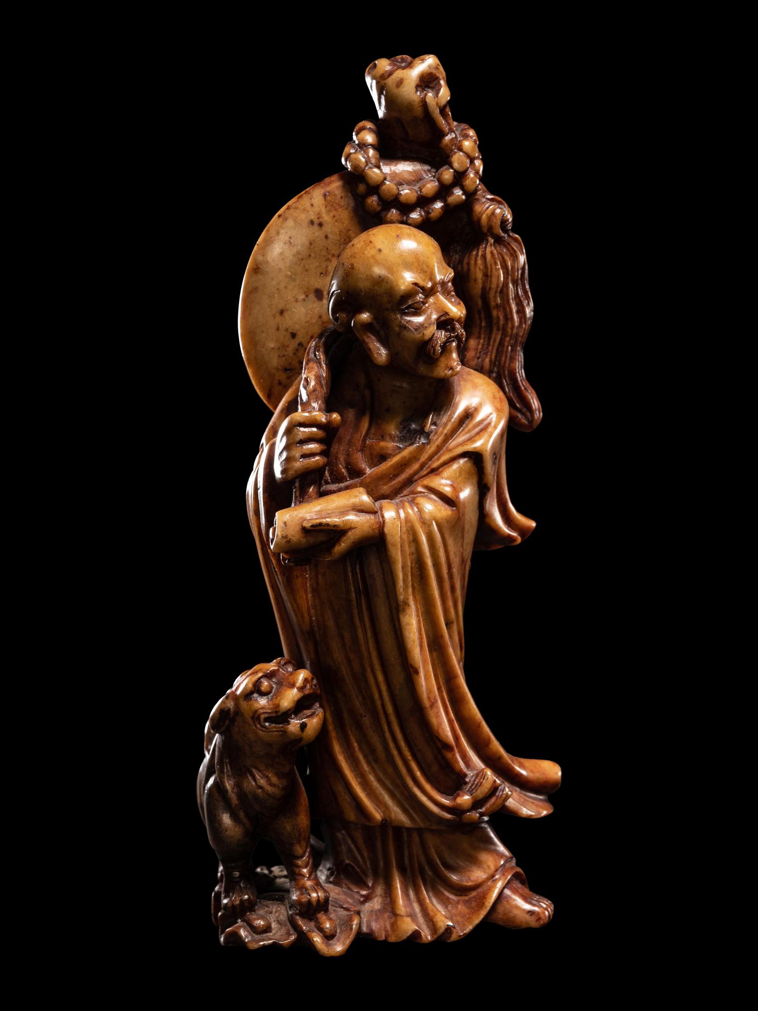 Four Chinese Carved Soapstone Figures of Immortals