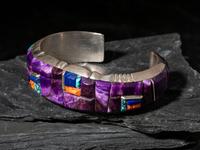 Sterling Silver and Cobblestone Inlay Cuff Bracelet