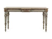 A Louis XVI Style Painted Console Table with a Faux Marble Top