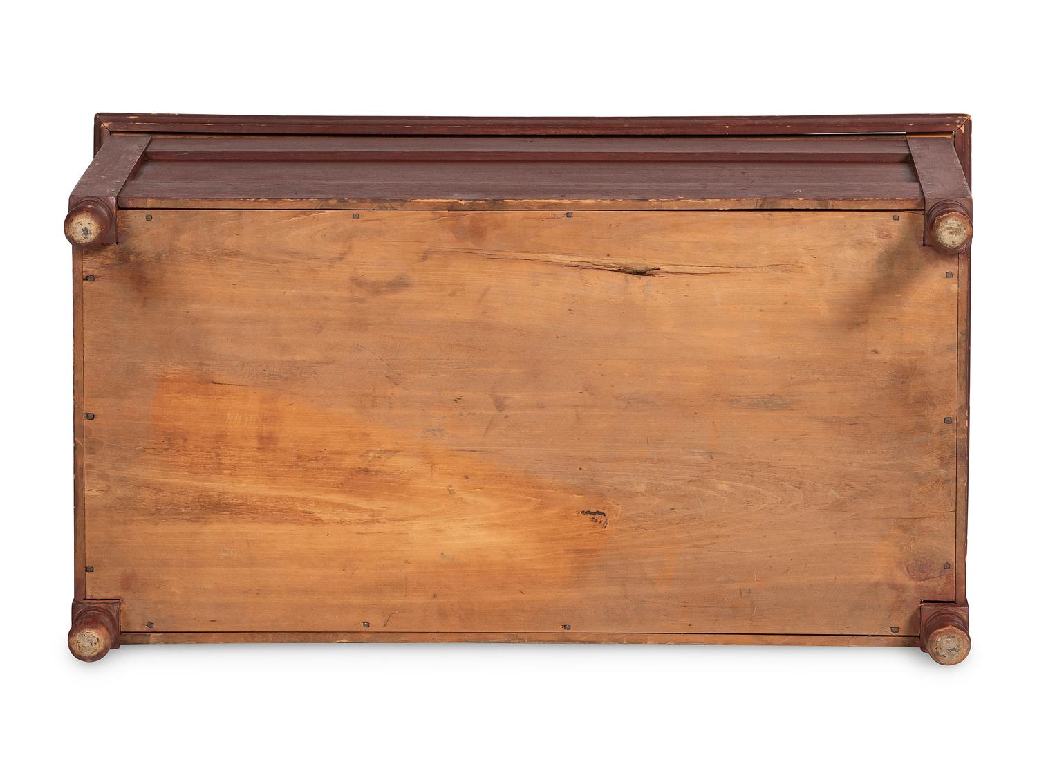 A Late Federal Red Painted Poplar Blanket Box