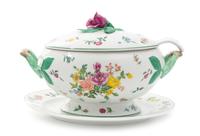 A Franklin Mint Porcelain Soup Tureen, Cover and Platter Width of platter 14 1/4 inches.
