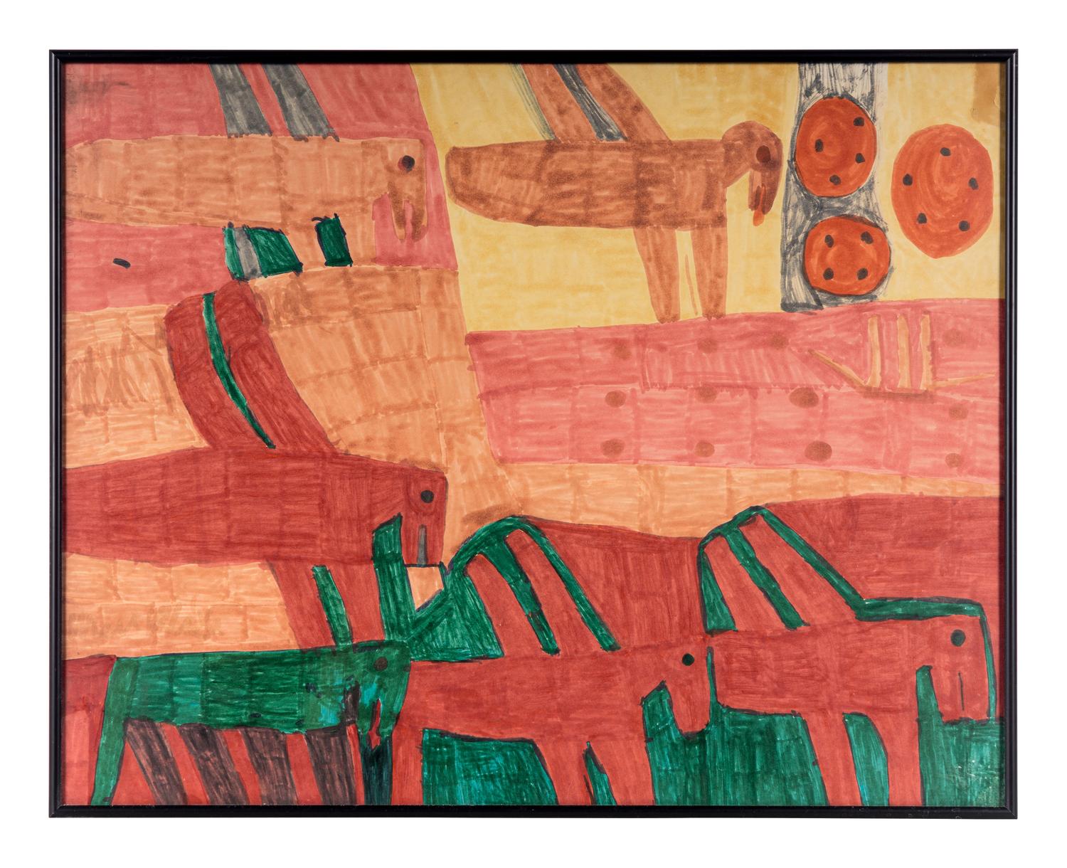 Untitled (Prehistoric Animals), Untitled (Prehistoric Animals), Untitled (Prehistoric Animals) and Untitled (Prehistoric Animals (four works)