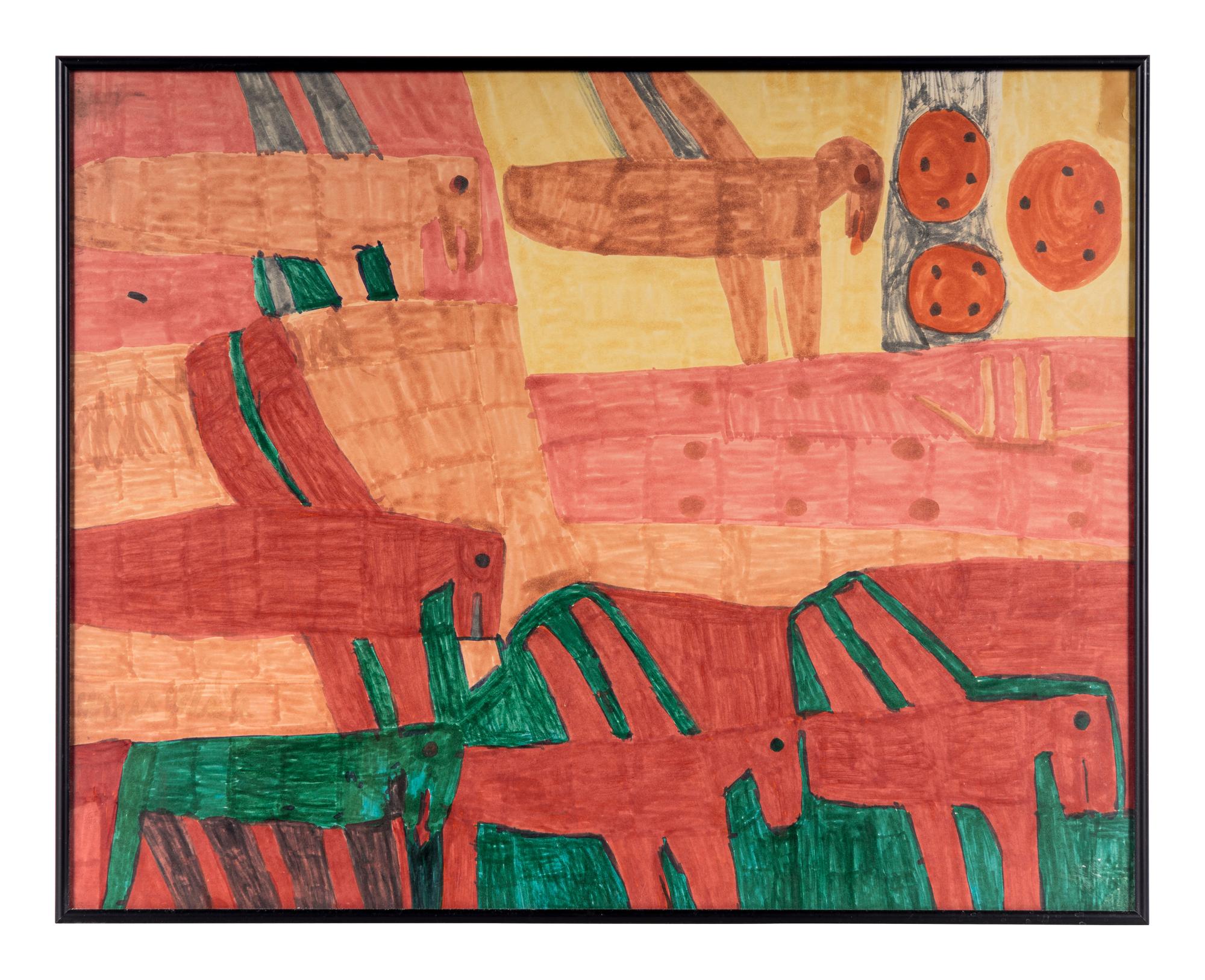 Untitled (Prehistoric Animals), Untitled (Prehistoric Animals), Untitled (Prehistoric Animals) and Untitled (Prehistoric Animals (four works)