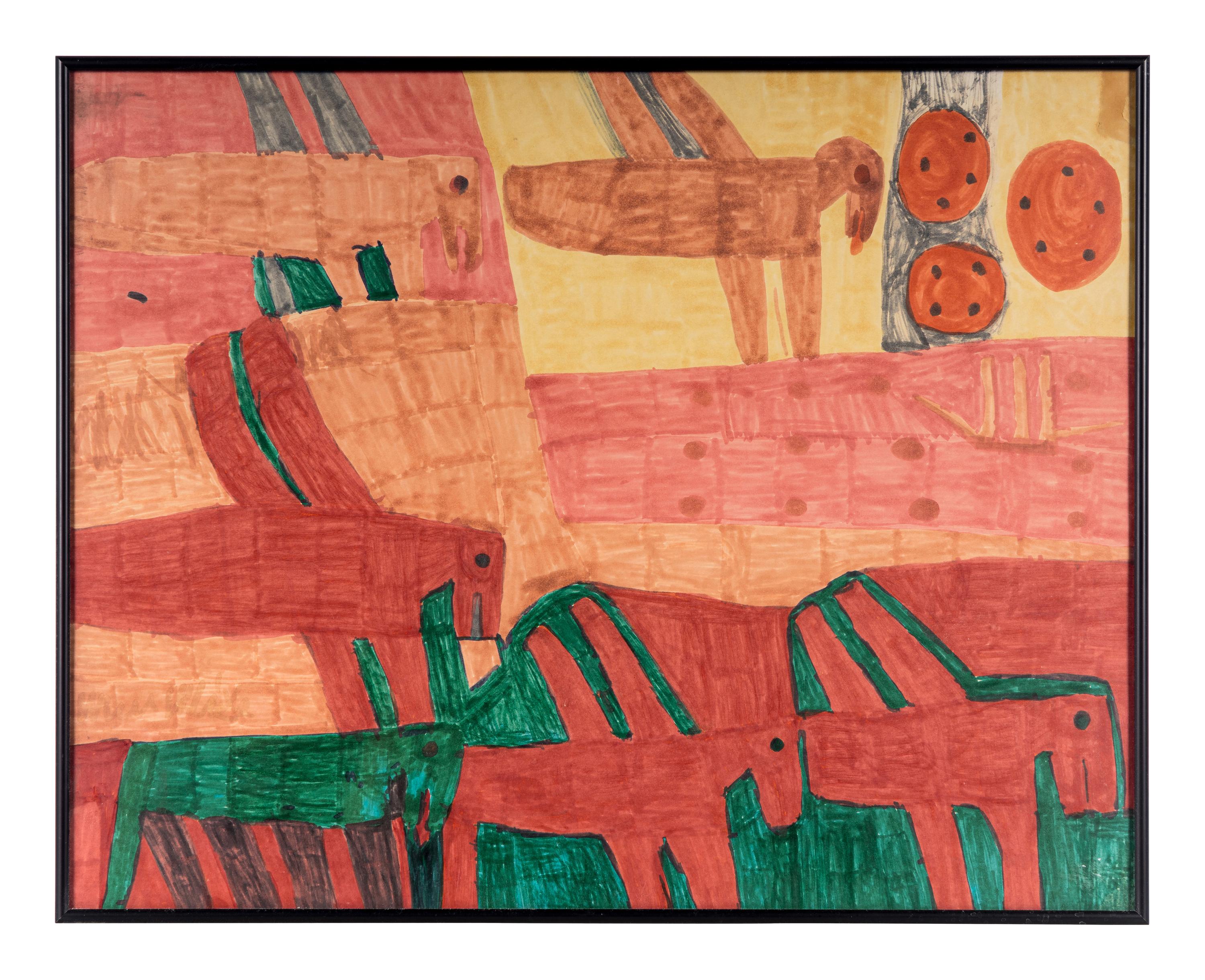 Untitled (Prehistoric Animals), Untitled (Prehistoric Animals), Untitled (Prehistoric Animals) and Untitled (Prehistoric Animals (four works)