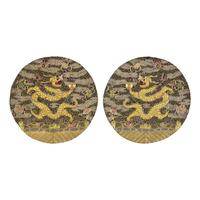 Two Chinese 'Dragon' Roundels and a First Military Rank Qilin Badge, 19th-Early 20th Century 清晚期 團龍紋綉片及補子一組三件