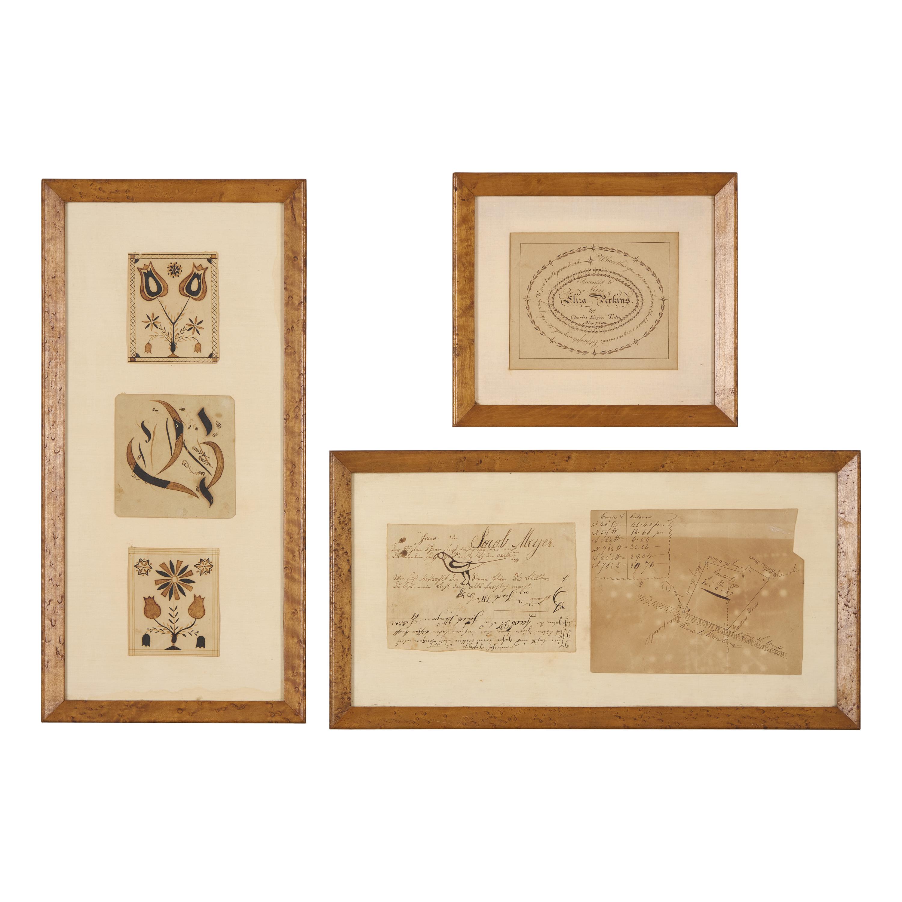 A Group of Pennsylvania Works on Paper Including Fraktur Rewards of Merit