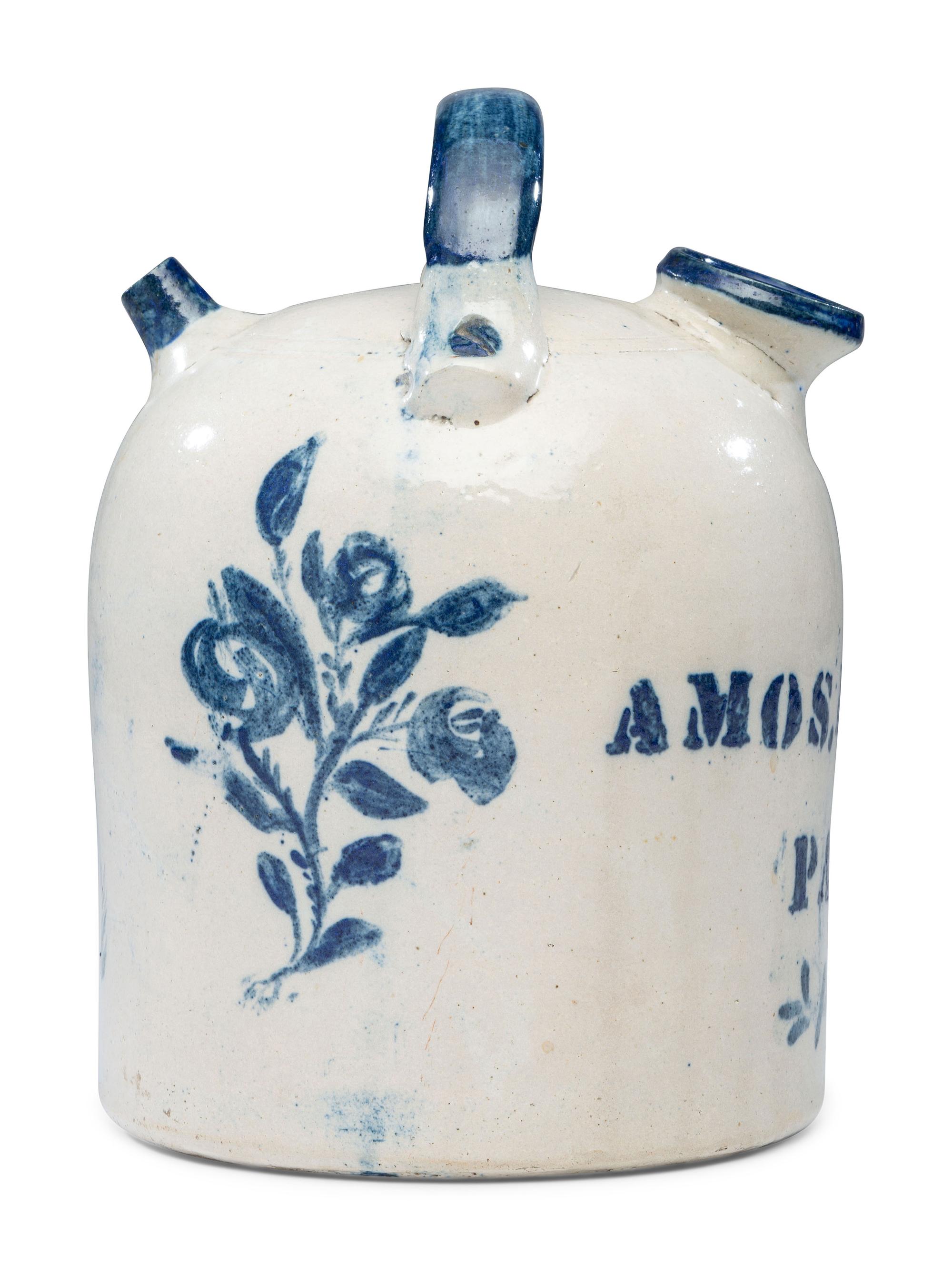 A Dustman Cobalt Decorated 'Dancing Girl' Harvest Jug