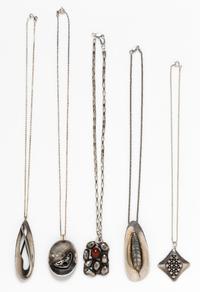 A Collection of Silver Pendant Necklaces, 50.40 dwts.