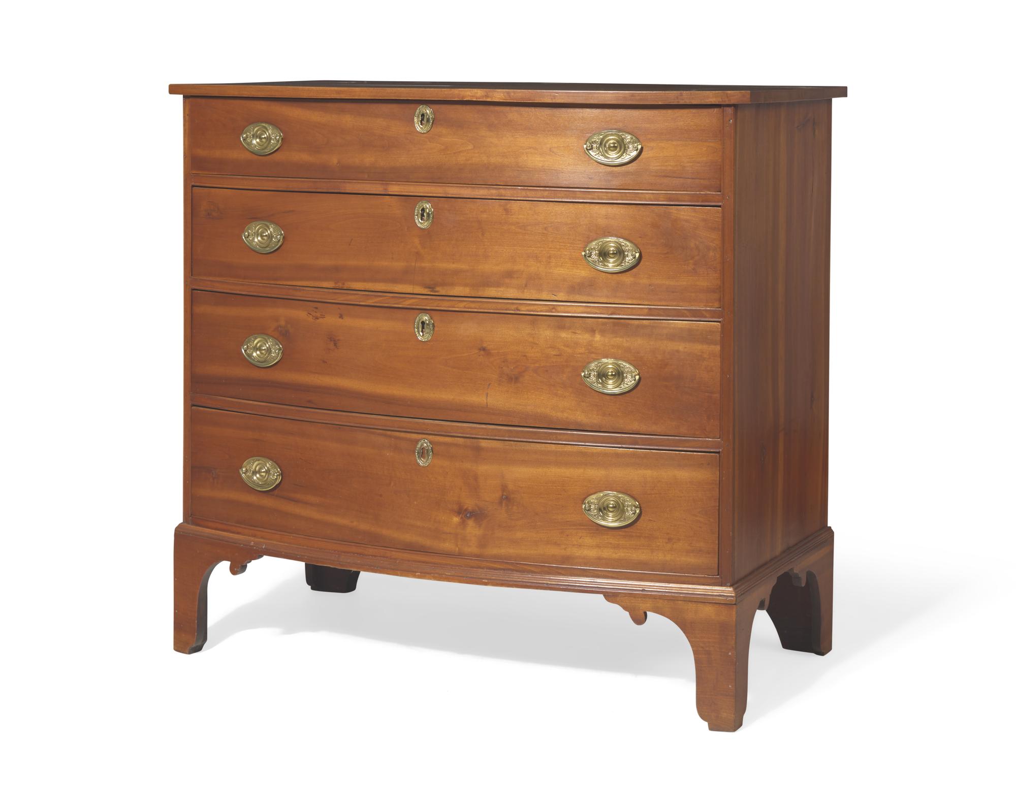 A Federal bowfront cherry chest of drawers, New England, circa 1800