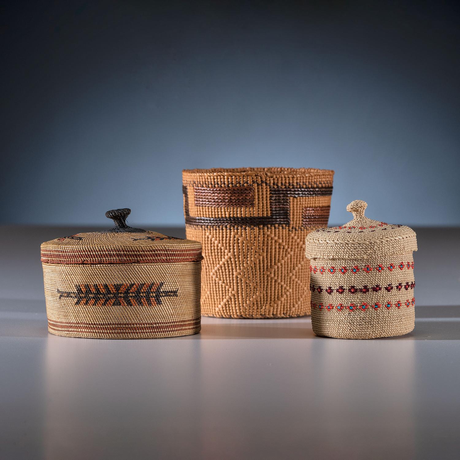 Attu, Makah, and Tlingit Miniature Baskets