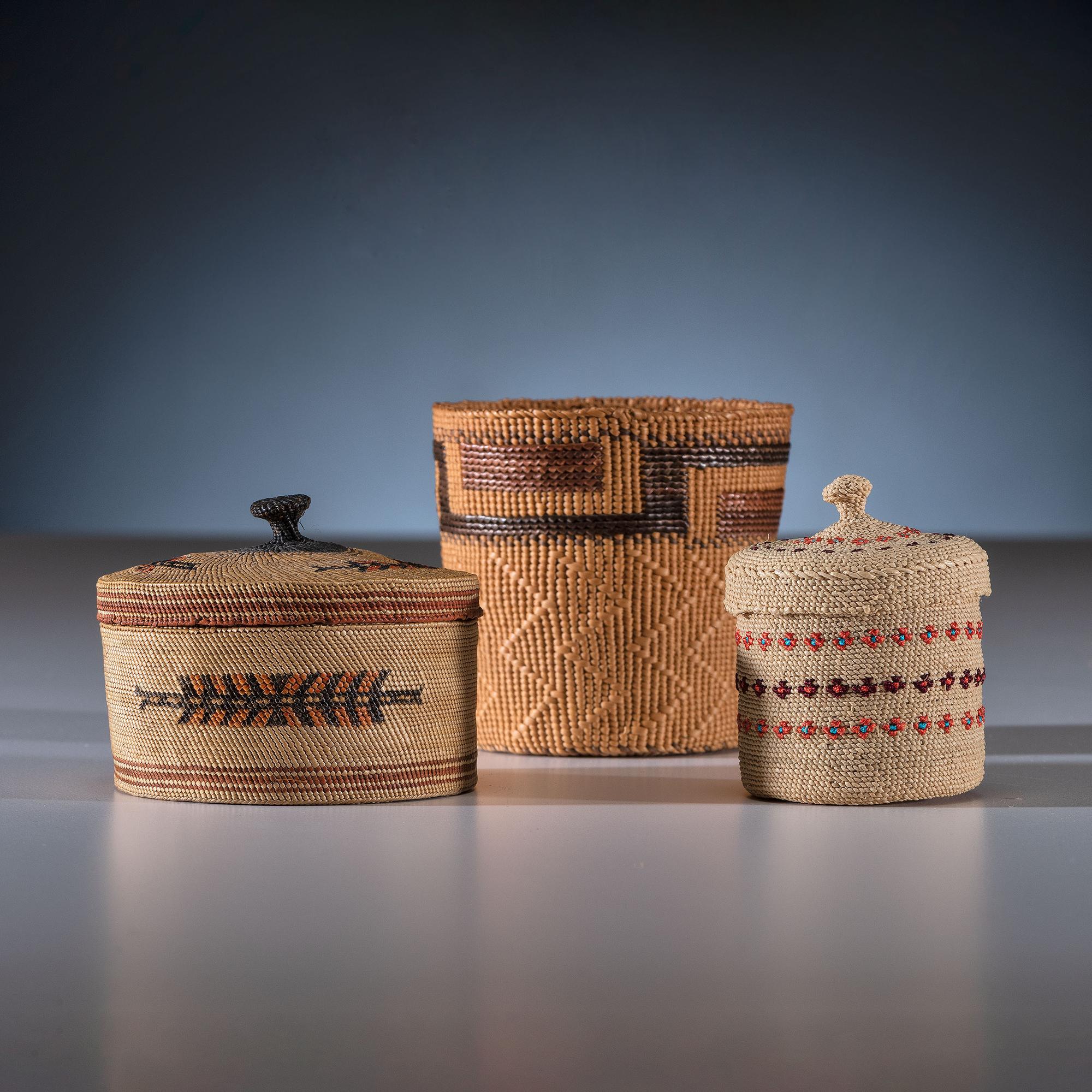 Attu, Makah, and Tlingit Miniature Baskets