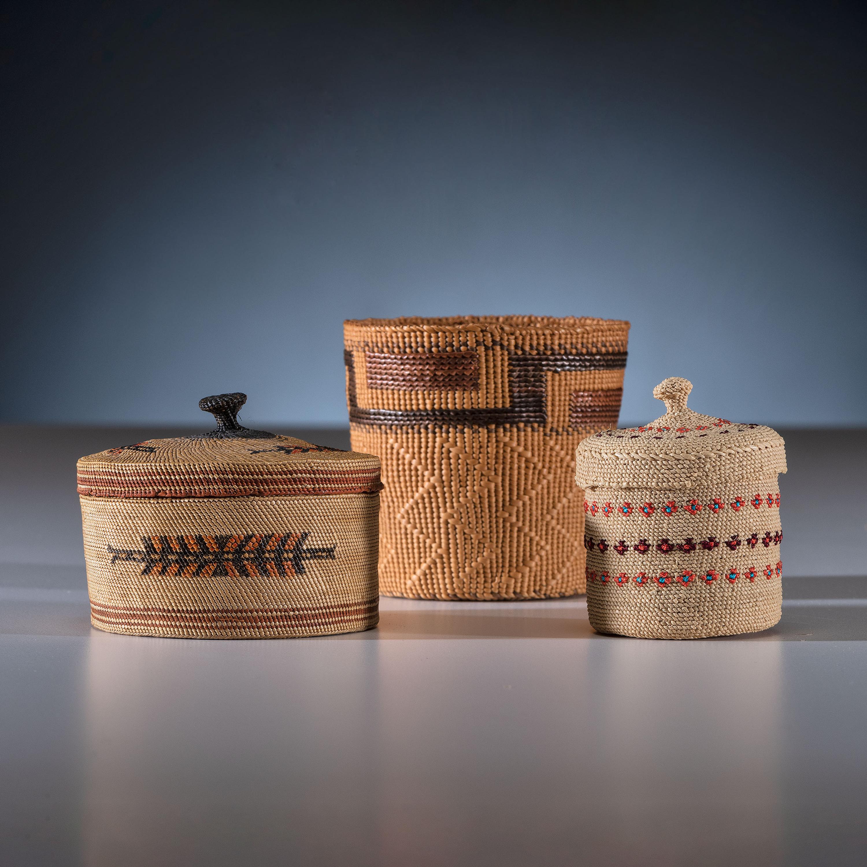 Attu, Makah, and Tlingit Miniature Baskets