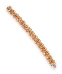 TIFFANY & CO., YELLOW GOLD AND RUBY BRACELET