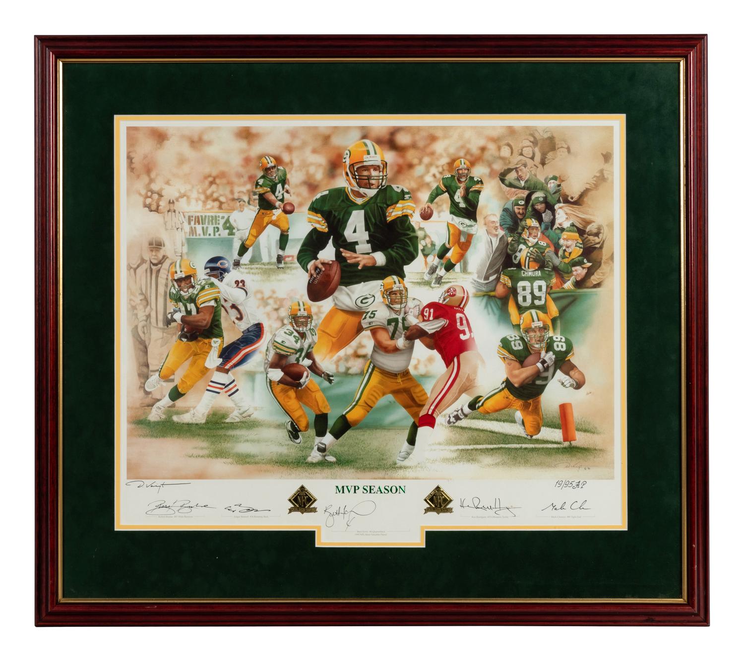 A Green Bay Packers Brett Favre Signed Autograph Limited Edition Print Formerly Displayed at Mike Ditka’s Restaurant