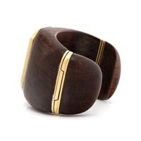 CITRINE AND WOOD HINGED CUFF BRACELET