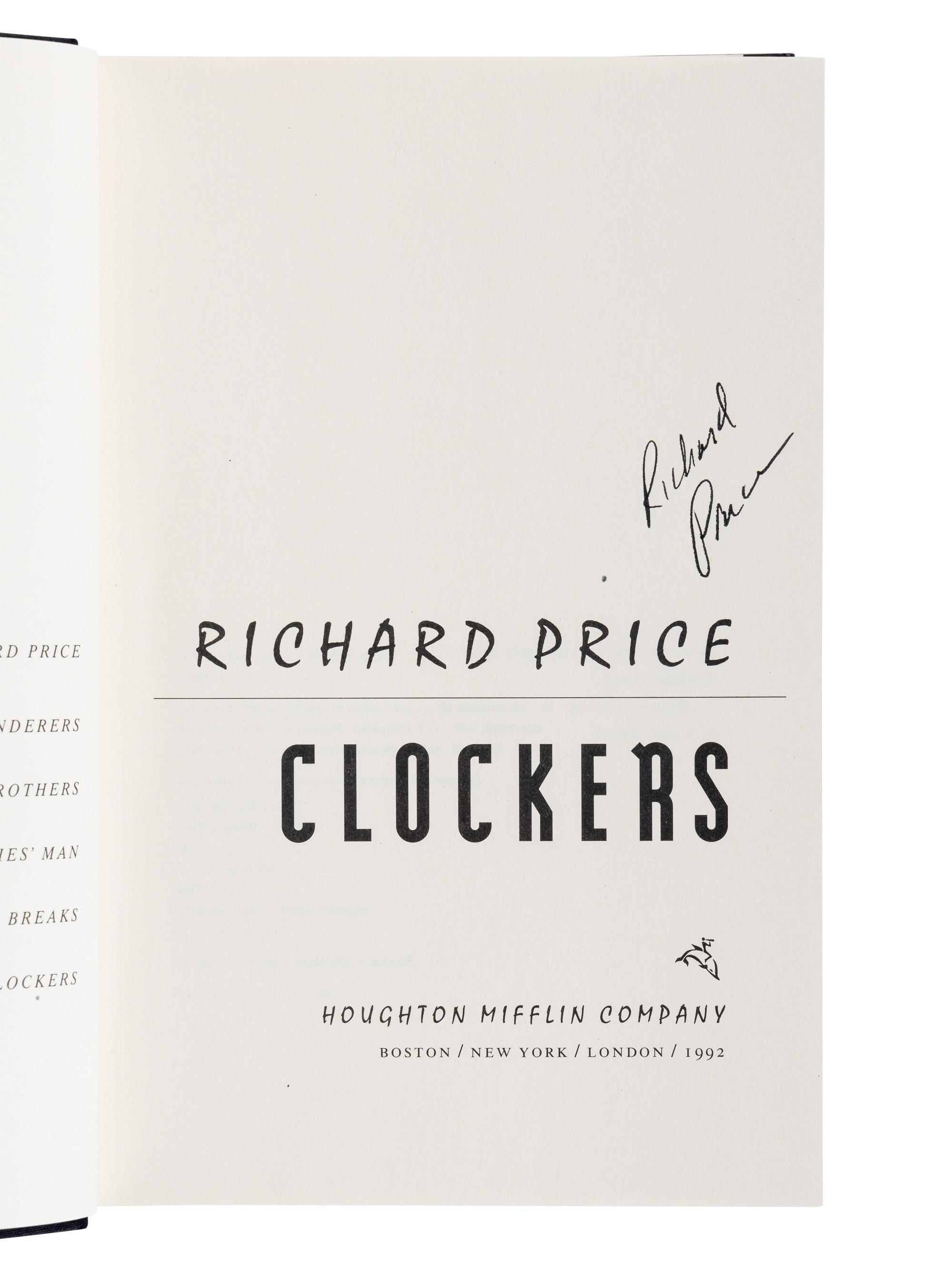 PRICE, Richard (b. 1949). A group of 5 works by Price, ALL FIRST EDITIONS, ALL SIGNED OR INSCRIBED, comprising: