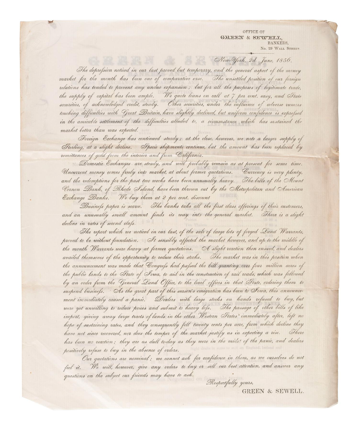 [ILLINOIS]. A group of 5 early Illinois land sale broadsides, comprising: