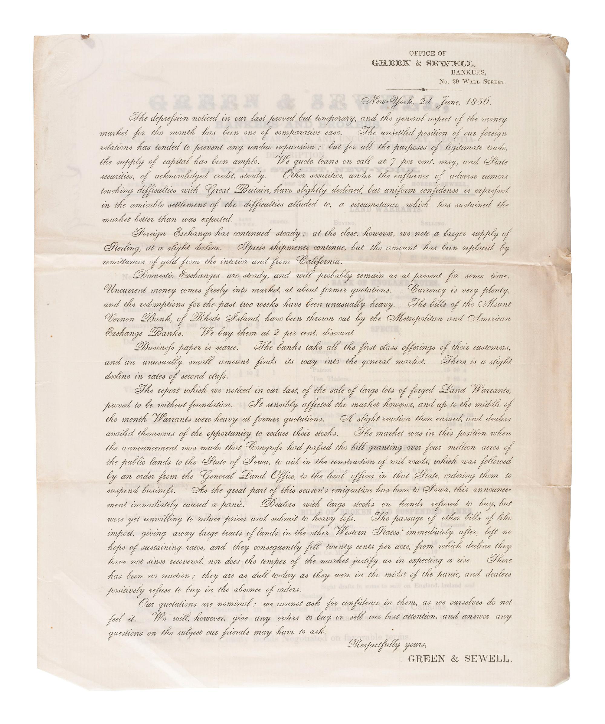 [ILLINOIS]. A group of 5 early Illinois land sale broadsides, comprising: