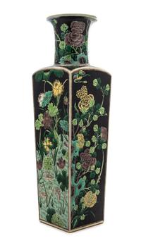 A Famille Noire Porcelain Square Vase — 19TH CENTURY