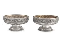 A Pair of Sterling Silver Floral Repousse Footed Bowls, Tiffany & Co., New York, NY, Circa 1880