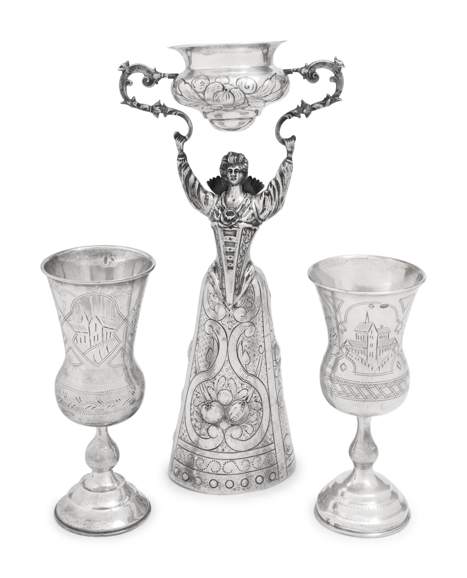A Group of Three Continental Silver Drinking Articles