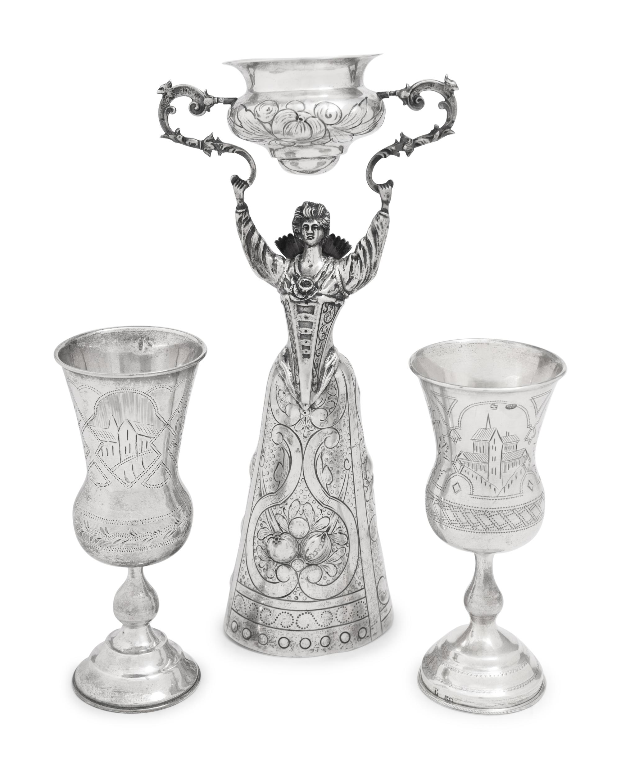 A Group of Three Continental Silver Drinking Articles