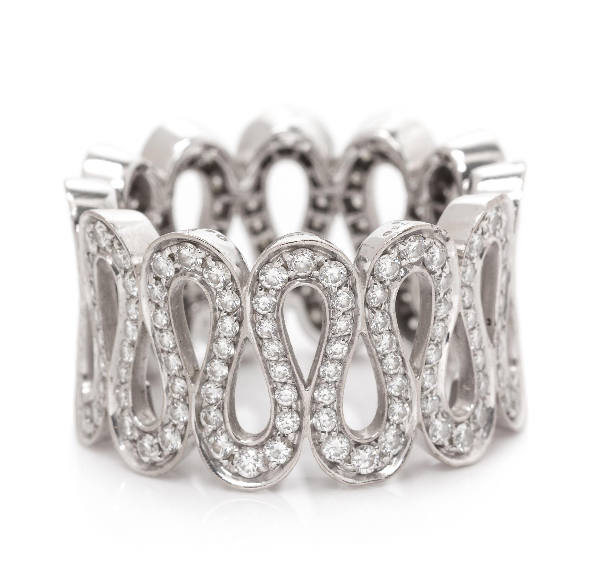 An 18 Karat White Gold and Diamond Wavy Band Ring, Boucheron, 7.10 dwts.