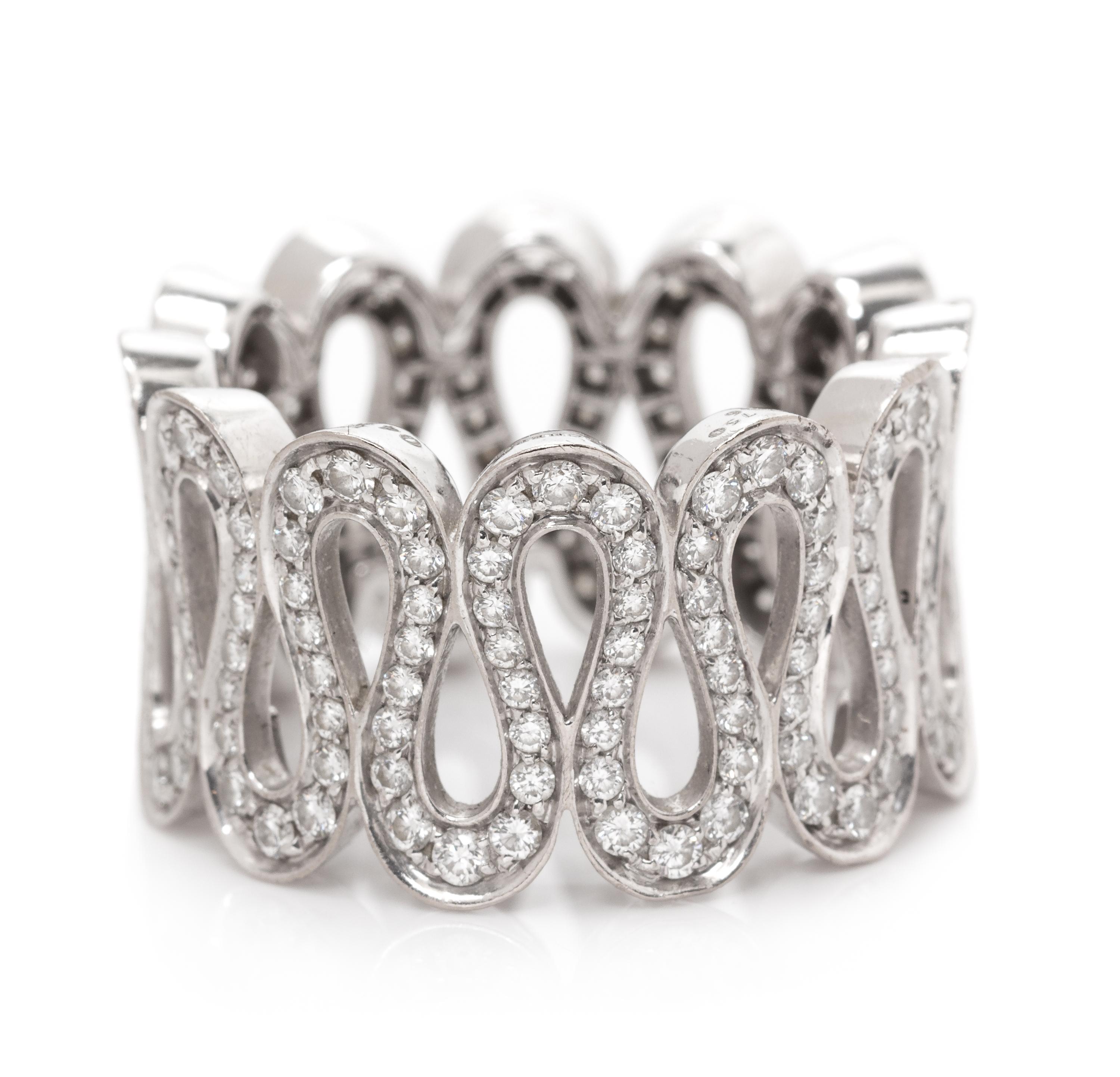 An 18 Karat White Gold and Diamond Wavy Band Ring, Boucheron, 7.10 dwts.