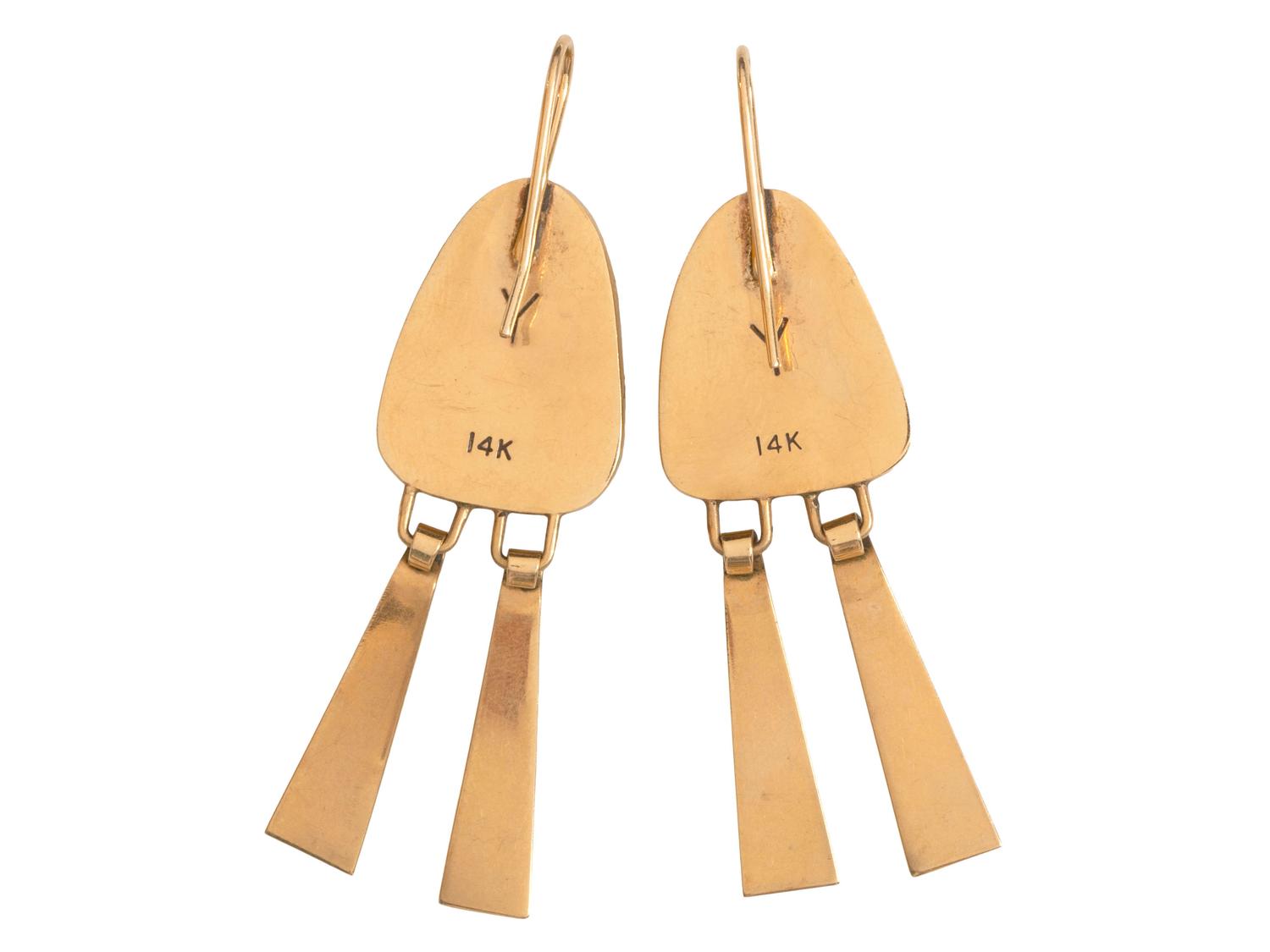14K Gold and Turquoise Hook Earrings