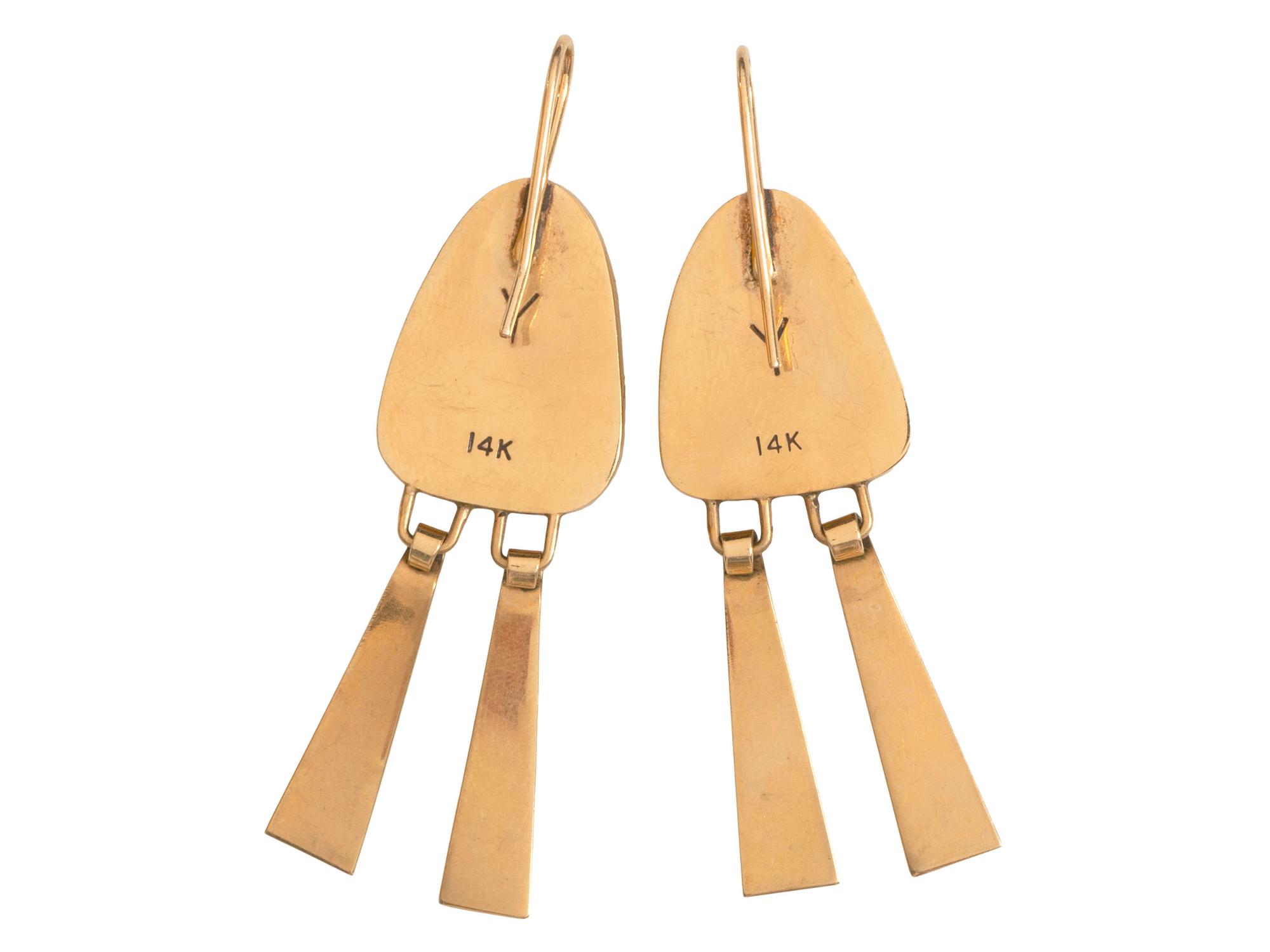 14K Gold and Turquoise Hook Earrings