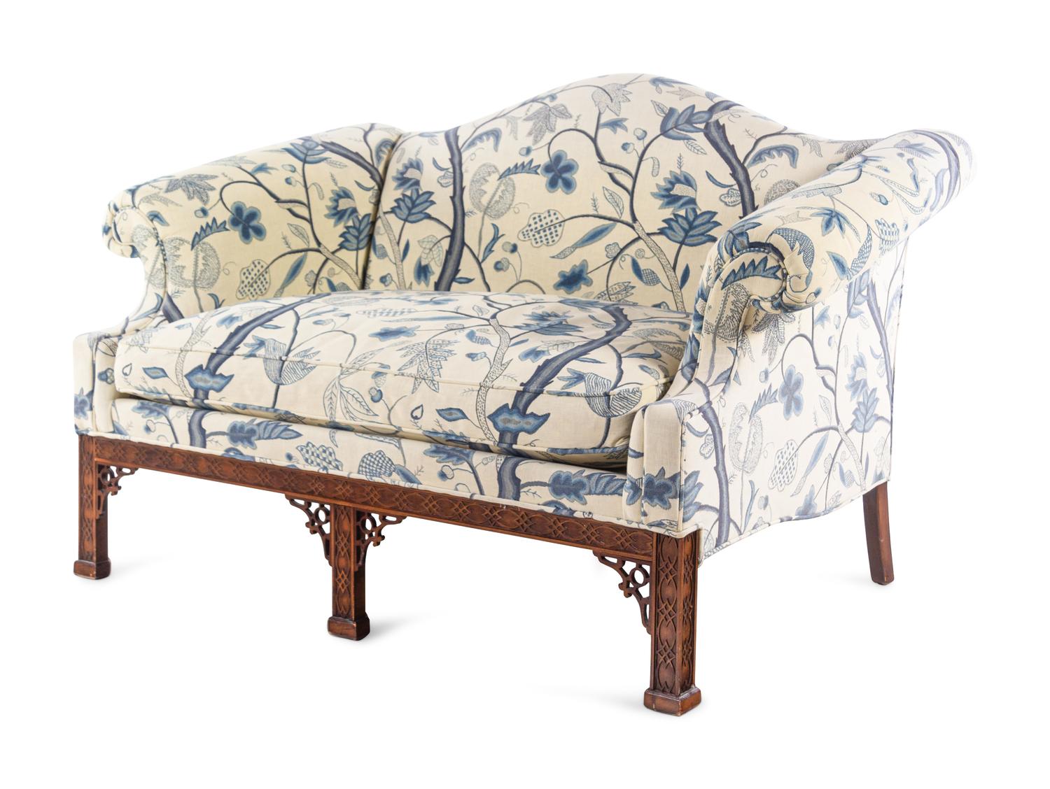A Pair of Chinese Chippendale Style Mahogany Sofas